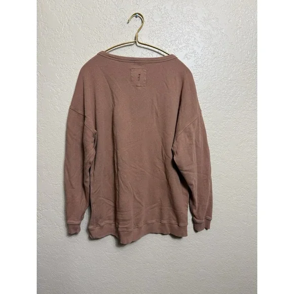 Aerie Oversized Sweatshirt Women Sz Xs Brown Camel Lagenlook Scoop Neck Pullover - Picture 3 of 5